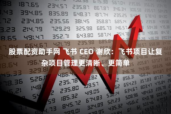 股票配资助手网 飞书 CEO 谢欣：飞书项目让复杂项目管理更清晰、更简单
